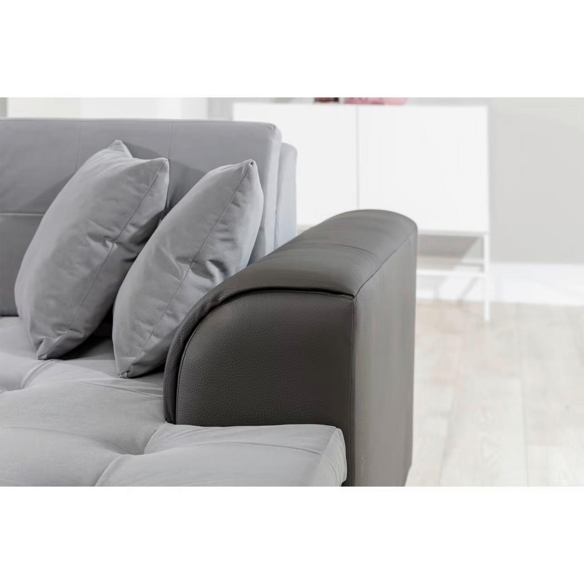 Wohnlandschaft Damario Grau/Schwarz U:189x338x189cm - Chromfarben/Schwarz, Design, Textil (189/338/189cm) - MID.YOU