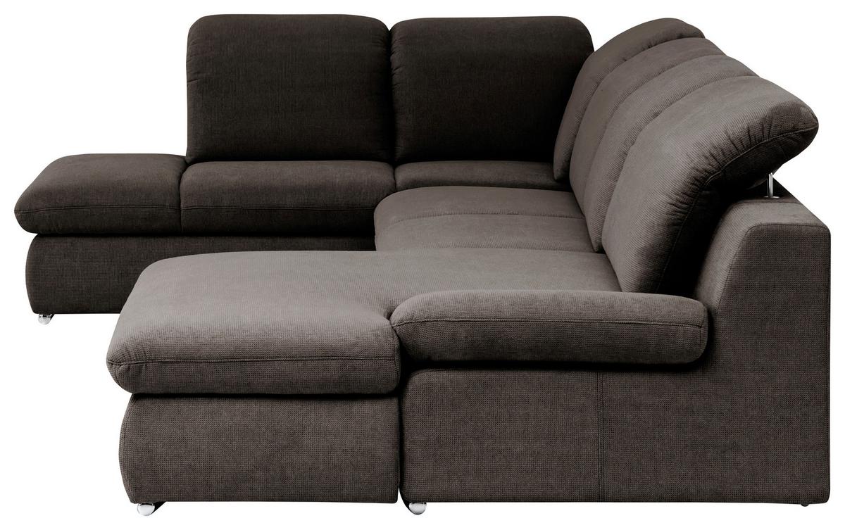 Wohnlandschaft Isona Braun Chenille - Chromfarben/Braun, Design, Textil (212/353/165cm) - Livetastic