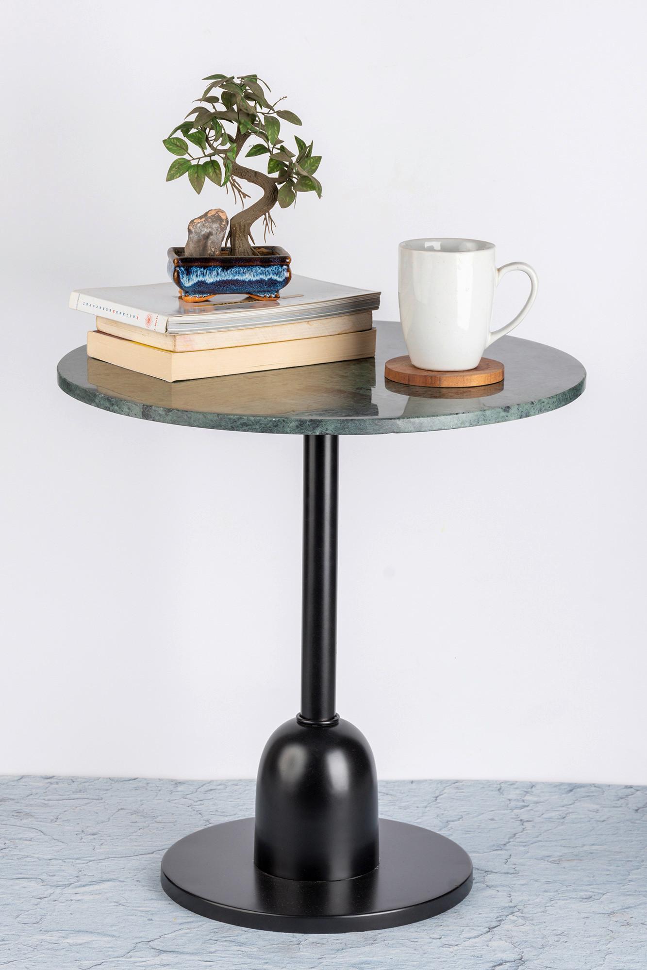 Beistelltisch Gordon 125 Grün/sschwarz B: 46 Cm - Dunkelgrün/Schwarz, Design, Stein/Metall (46/46/48cm) - Kayoom