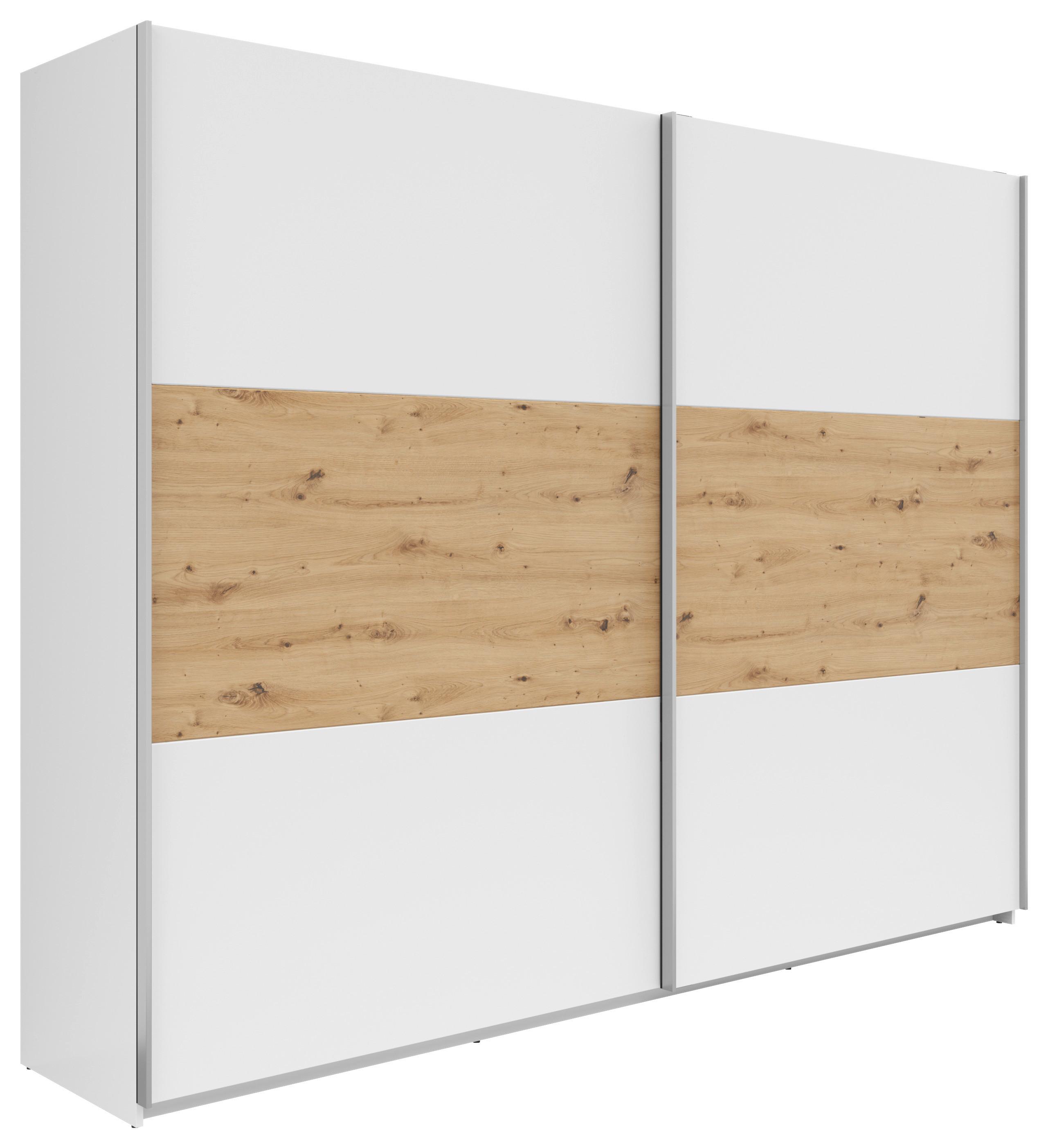 Schwebetürenschrank 270cm Saturn Weiß/Eiche