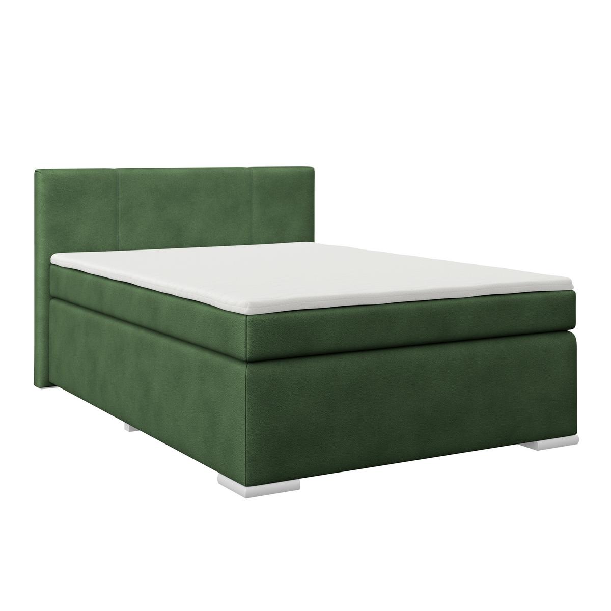 Boxspringbett Mira 1 - Dunkelgrün, Basics, Holz/Kunststoff (120/200cm)