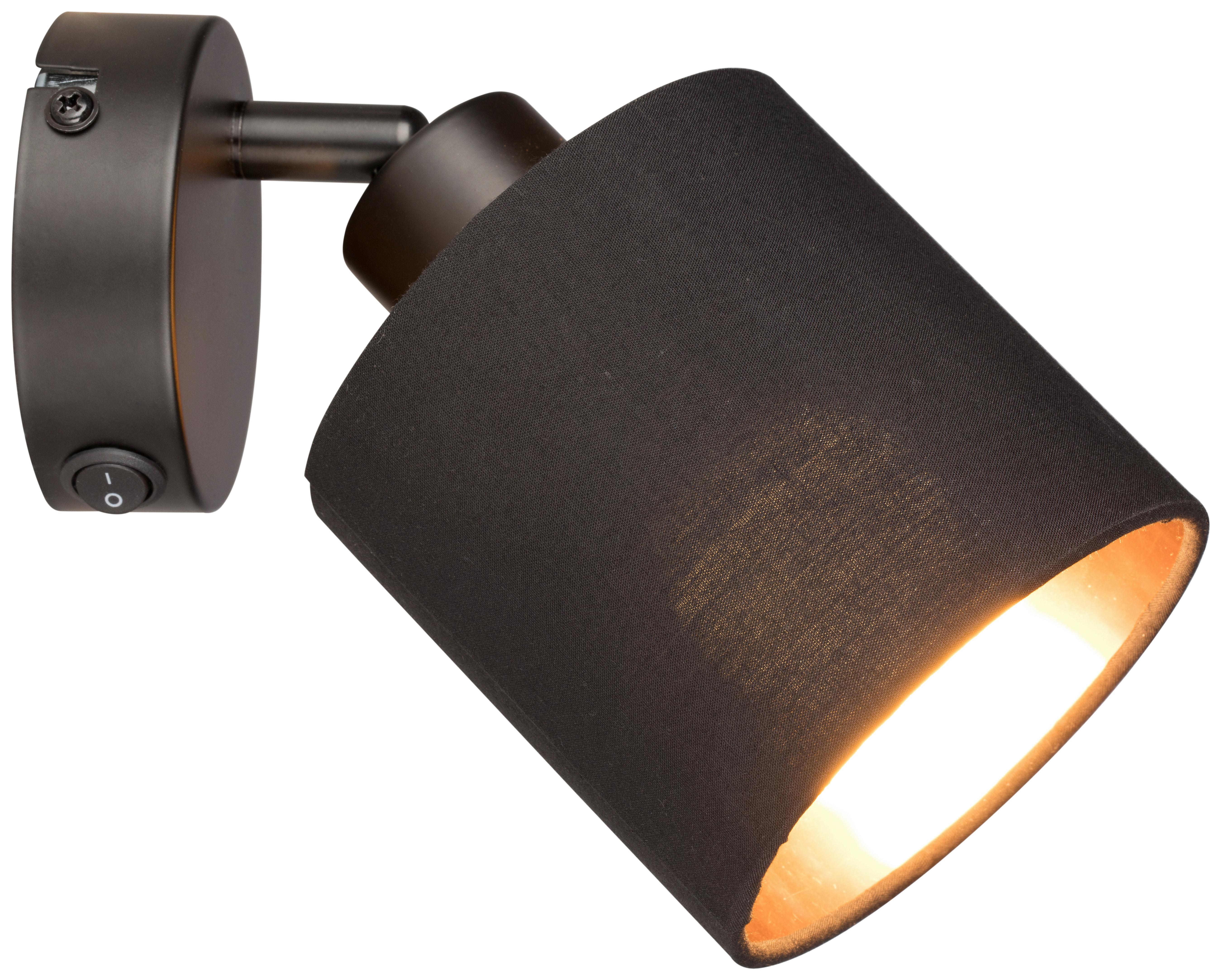 Bodové svietidlo Goldi, E14 LED max. 15Watt - čierna/zlatá, Modern, kov/textil (16,5/10/20cm) - Mömax