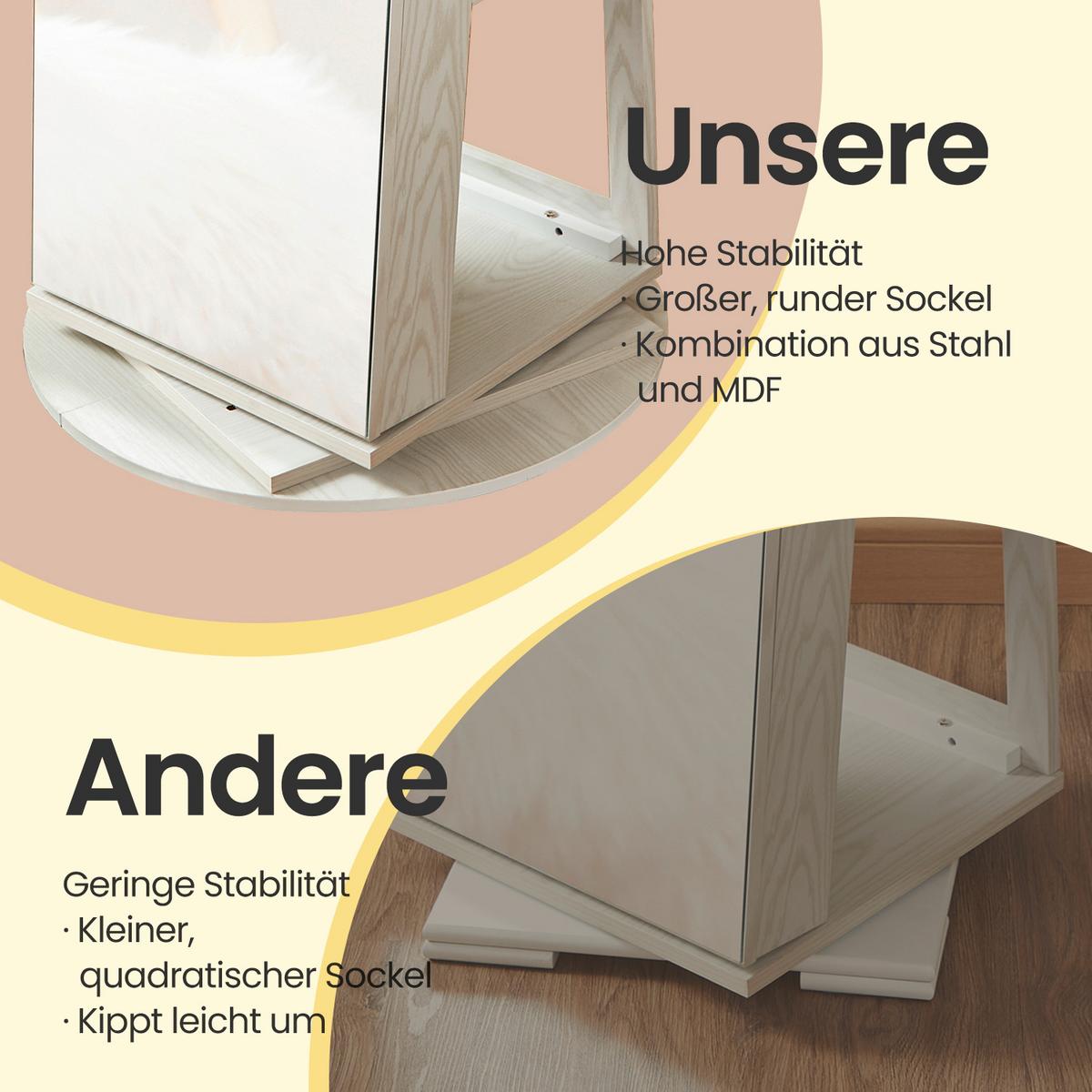Schmuckschrank Weiß B: 54,5 Cm - Weiß, Basics, Glas/Holzwerkstoff (54,5/162/37cm)