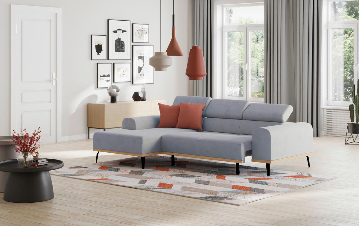 Ecksofa Hellgrau Mit Sitzvorzug S: 157x244 Cm - Hellgrau/Schwarz, KONVENTIONELL, Textil (157/244cm) - Cotta