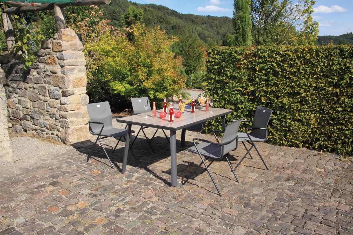 Gartenstuhl Stapelbar Alpha Stahl, Textil - Anthrazit/Schwarz, MODERN, Textil/Metall (55/83/57cm) - Acamp