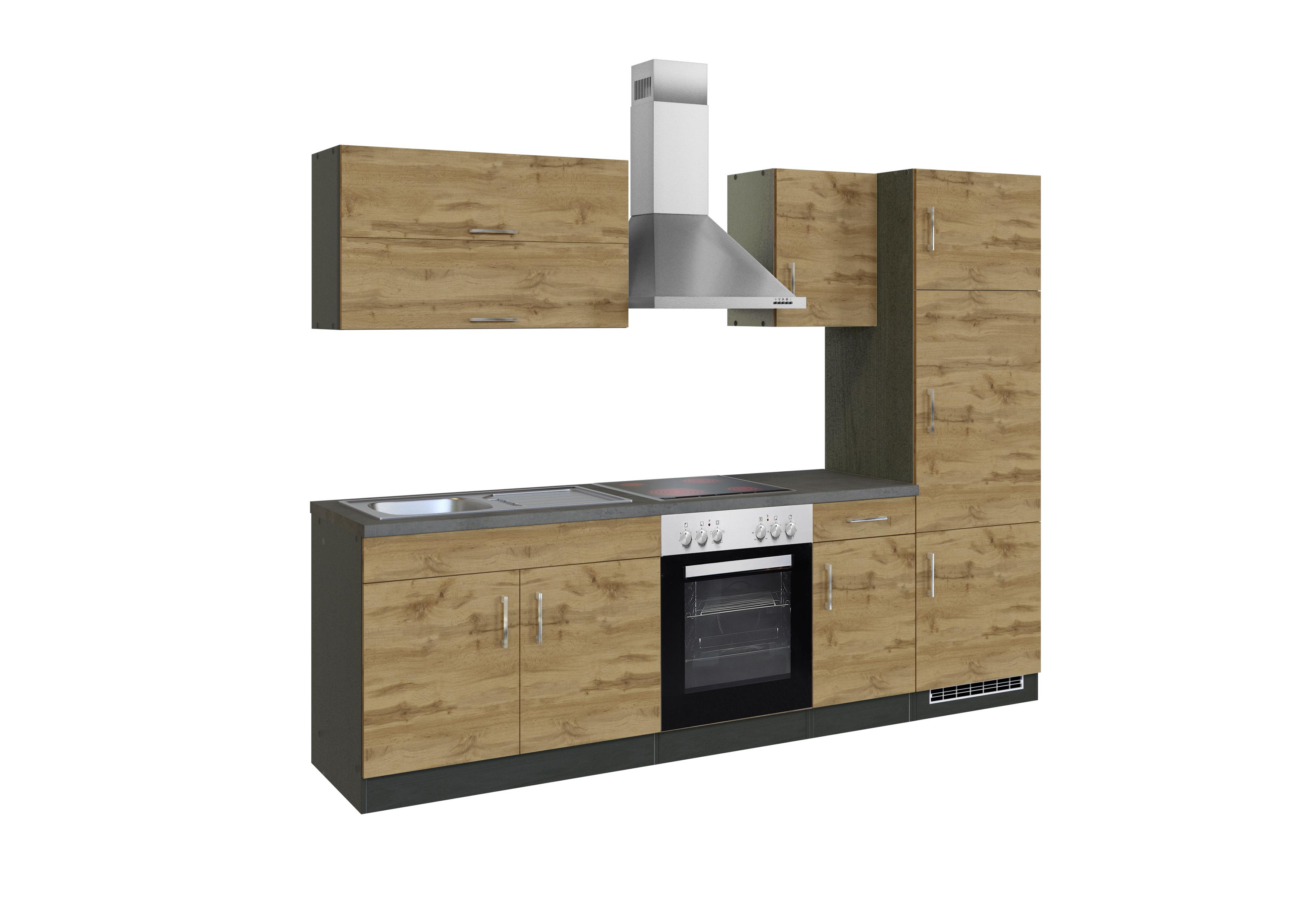 Eichefarbener Küchenblock Breite ca. 270 cm