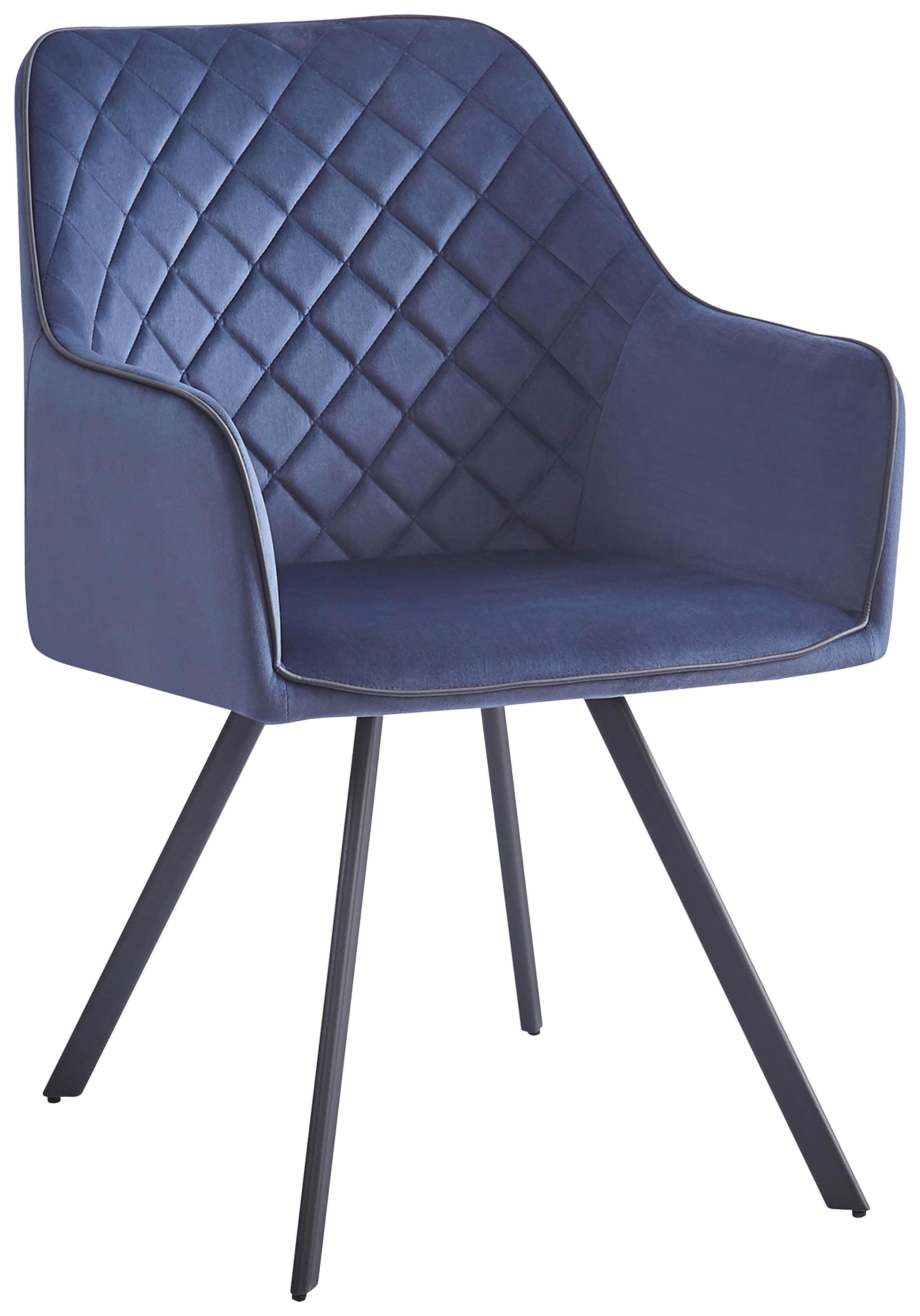 Židle s područkami AMBER - šedá/tmavě modrá, Moderní, kov/textil (58/85/64,5cm) - MID.YOU