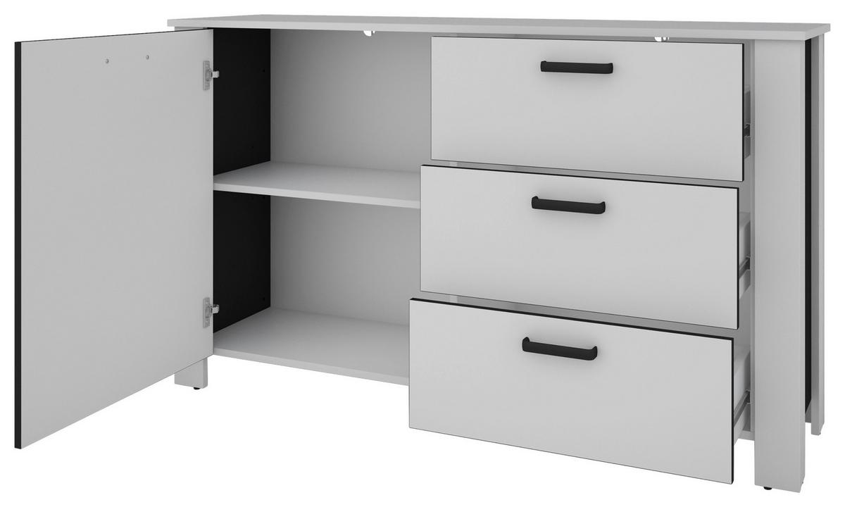 Sideboard Faro Weiß B: 140 cm - Schwarz/Weiß, Design, Holzwerkstoff (140/84/40cm) - MID.YOU