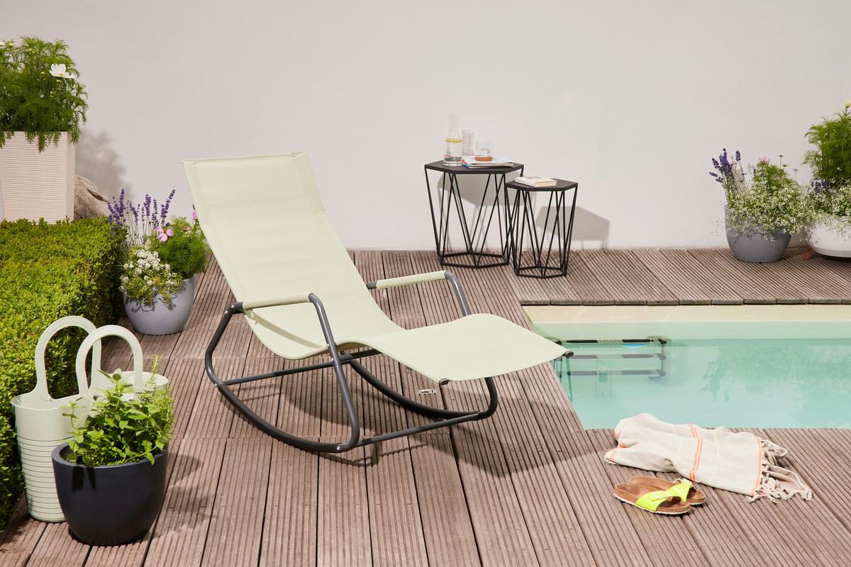 Schaukelliege Metall/kunststoff/textil - Grün, KONVENTIONELL, Kunststoff/Textil (57/81/143cm) - Siena Garden