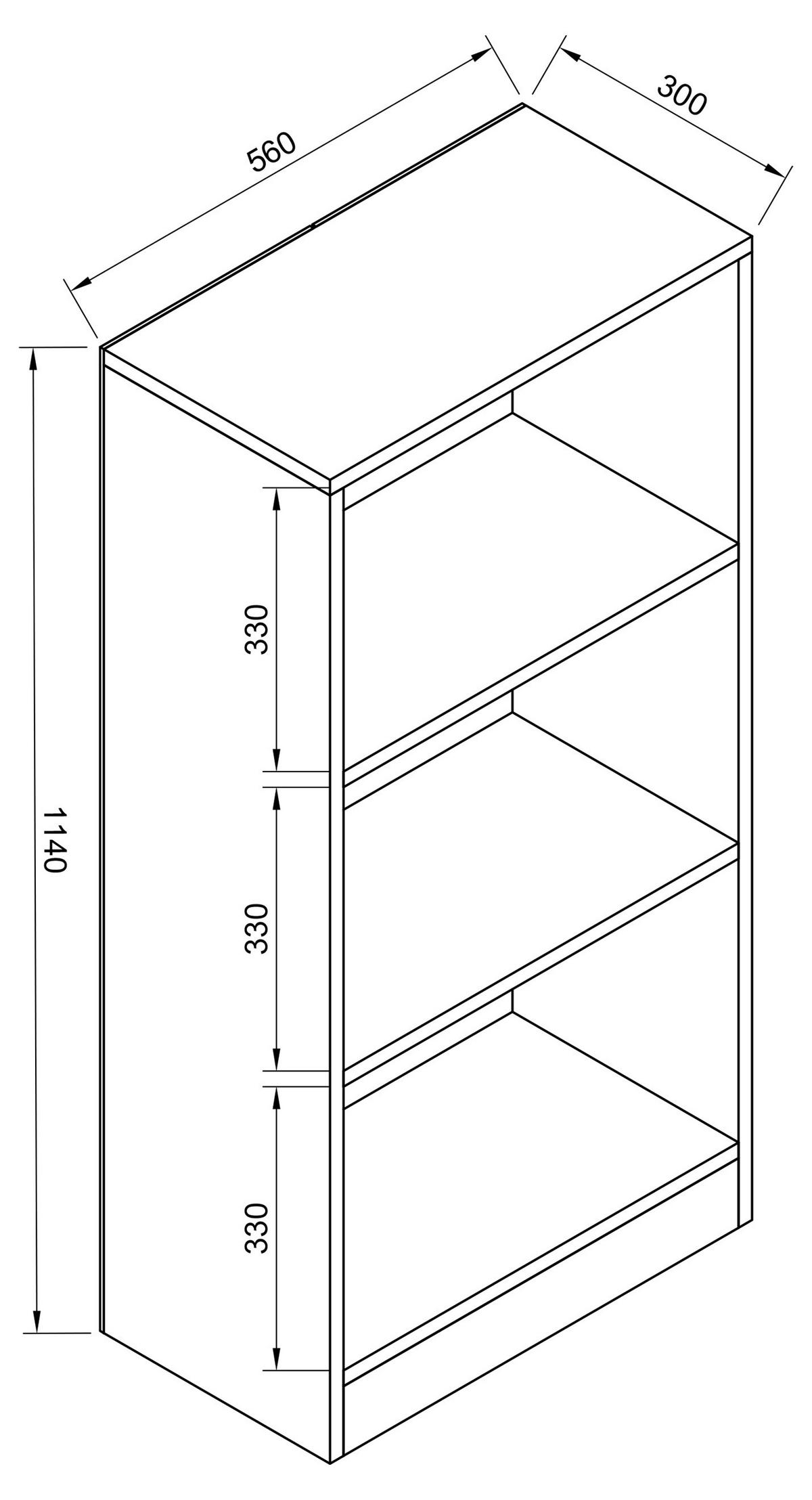Regál Dilos š: 56 cm, bílý - bílá, Moderní, kompozitní dřevo (56/114/30cm) - MID.YOU