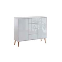 Kommode 105,5 cm Mailand Typ 11 + Hf, Weiß - Weiß Hochglanz/Eiche Artisan, MODERN, Holzwerkstoff (105,5/86/33cm) - MID.YOU