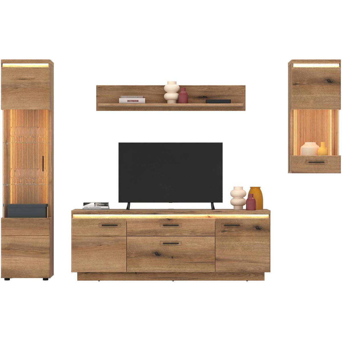 WANDREGAL Molina Eiche Dekor B: 140cm - Eichefarben, Basics, Holzwerkstoff (140/24/23,6cm)