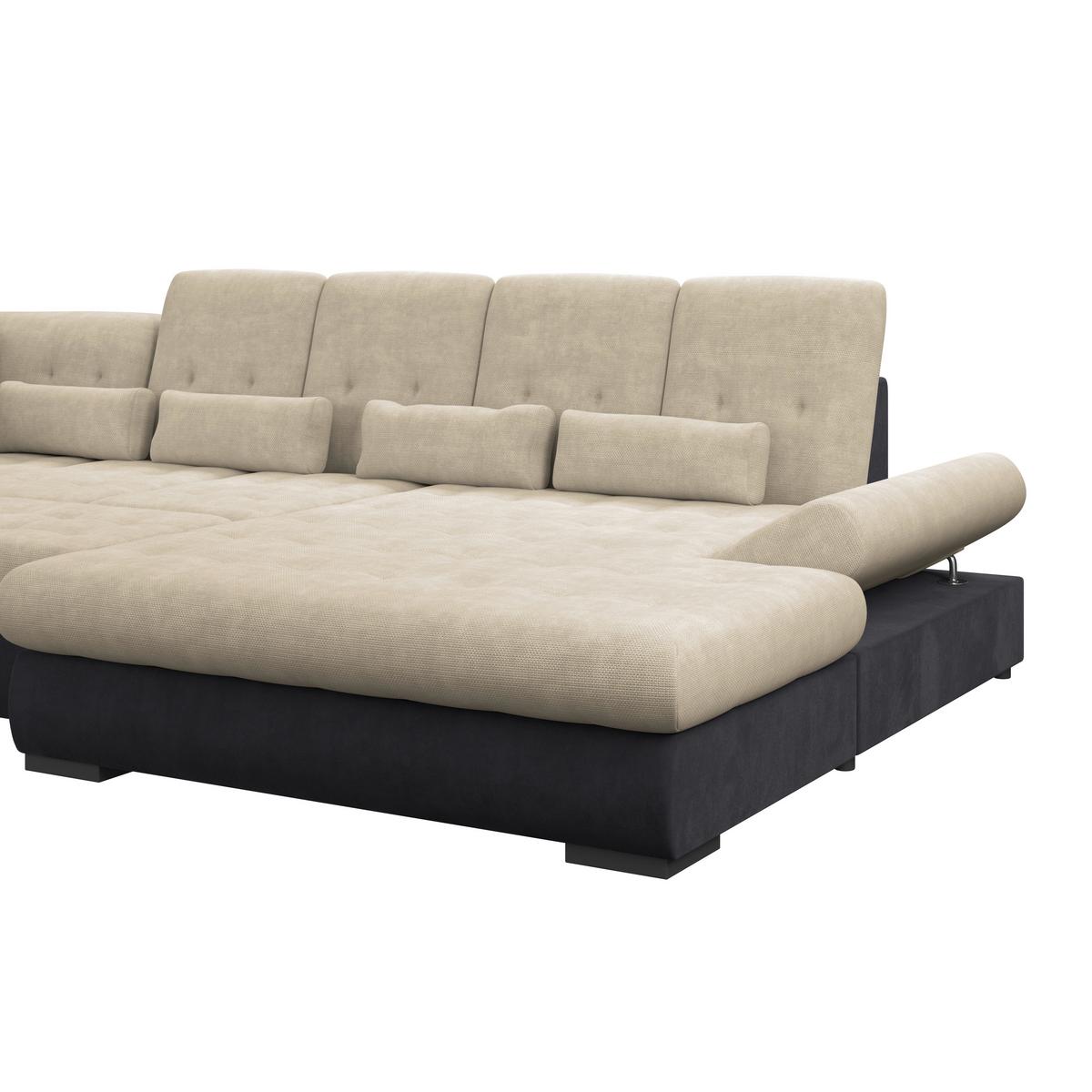 Wohnlandschaft Madera Cremefarben U: 212x358x190 cm - Anthrazit/Creme, KONVENTIONELL, Kunststoff/Textil (212/358/190cm)