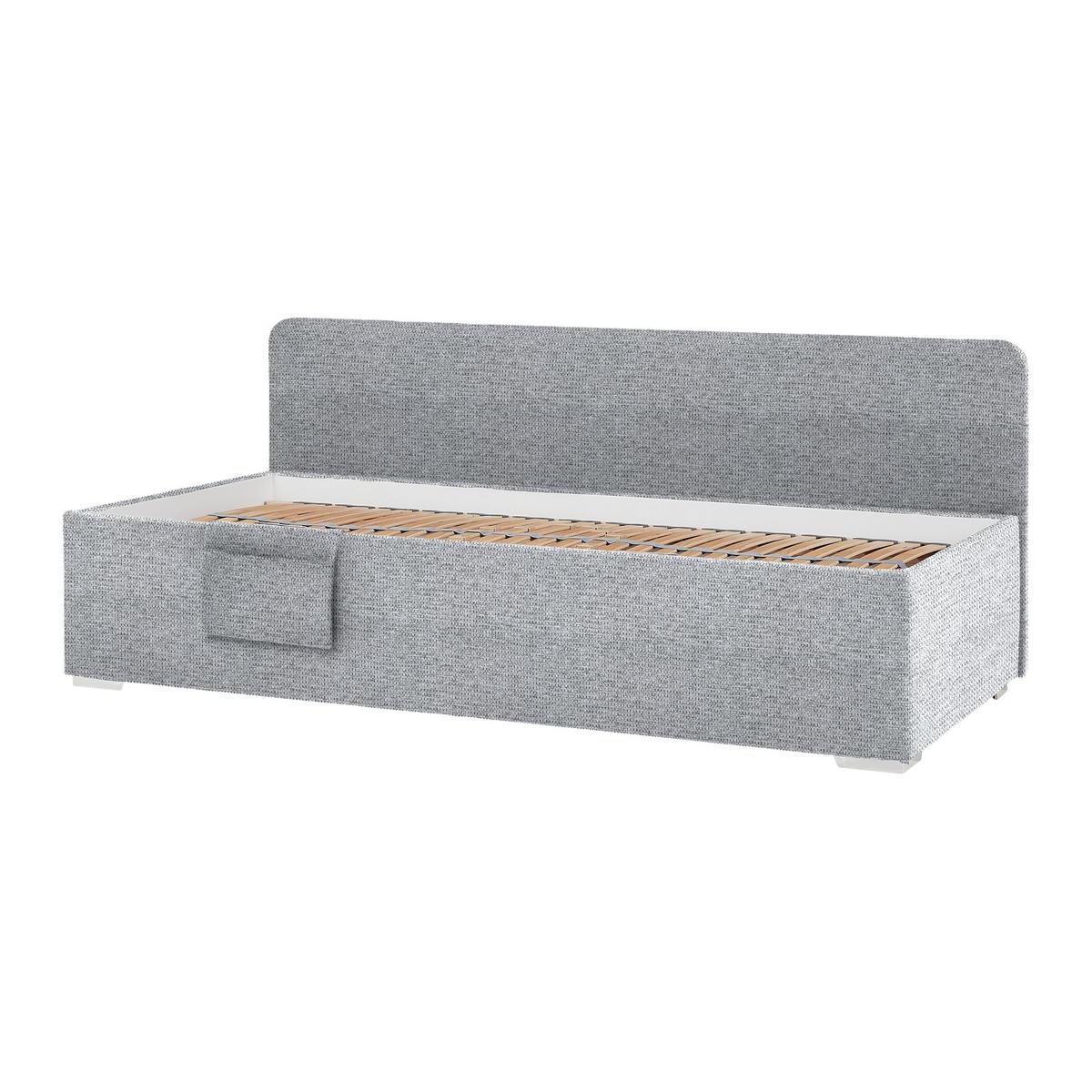 Posteľ Remi s bočnicami 90x200, poťah tmavosivý - prírodná farba/chrómová, Konventionell, drevo/textil (90/200cm) - Based