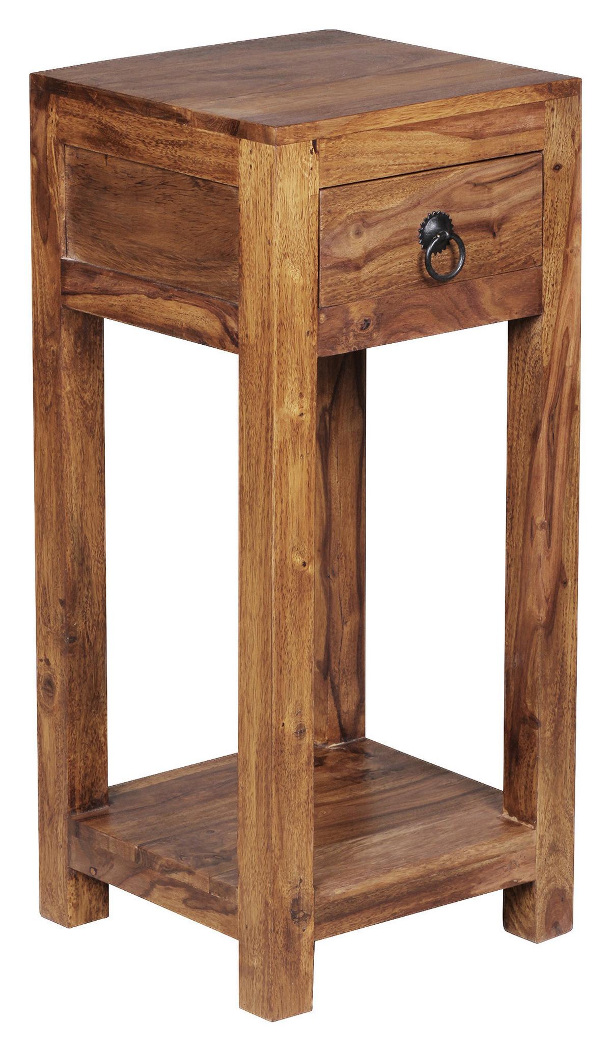 Beistelltisch mit Schublade Mumbai Sheesham Echtholz - Sheeshamfarben, Design, Holz (30/30/68cm) - MID.YOU