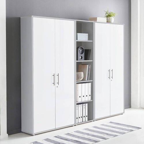 Office Edition B: 212,9 cm Grau/Weiß - Weiß/Grau, MODERN, Holzwerkstoff (212,9/185,6/33cm) - MID.YOU