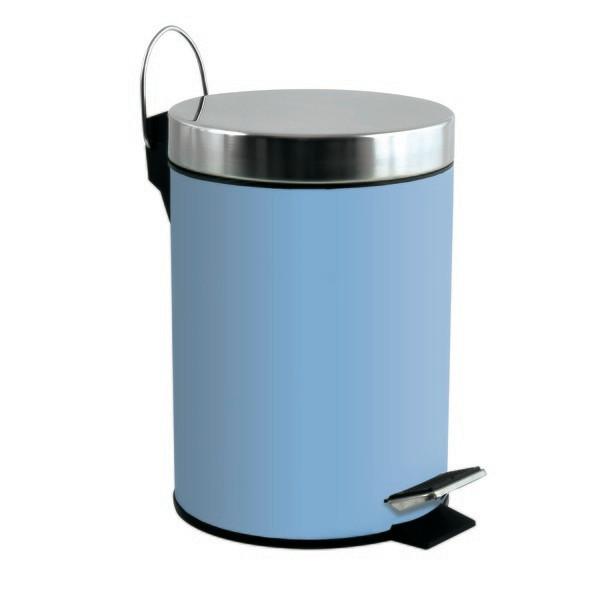 Kosmetikeimer Unis 3l Pastelblau Metall DxH 17x25 - Pastellblau/Schwarz, Basics, Kunststoff/Metall (17/25cm)