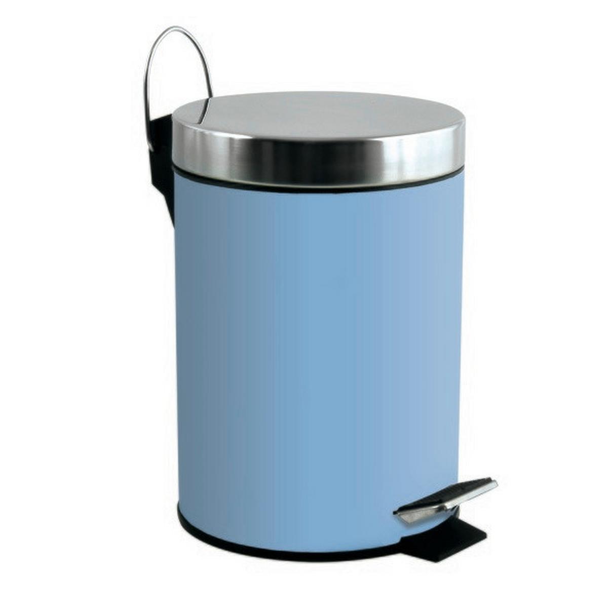 Kosmetikeimer Unis 3l Pastelblau Metall DxH 17x25 - Pastellblau/Schwarz, Basics, Kunststoff/Metall (17/25cm)