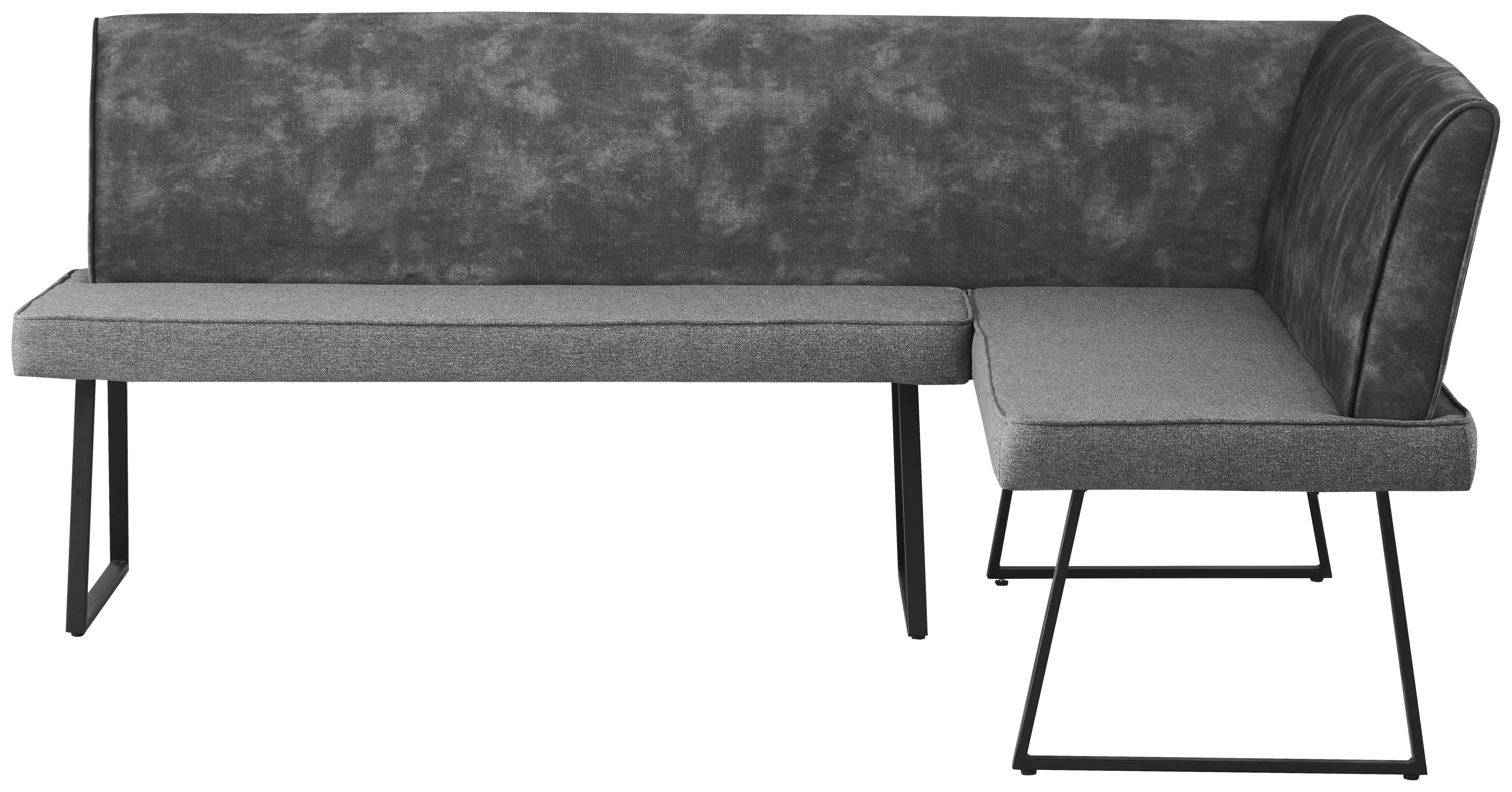 Eckbank Rab Dunkelgrau Eisen Schwarz, 205x155 Cm - Dunkelgrau/Schwarz, KONVENTIONELL, Holz/Textil (205/155/89/62cm) - MID.YOU