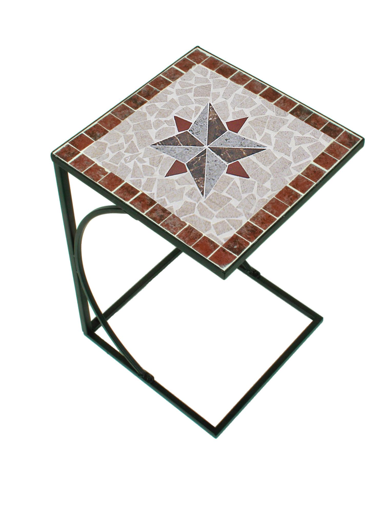 Gartenbeistelltisch Amarillo - Multicolor/Schwarz, Basics, Keramik/Metall (35/35/53cm) - Gardenson