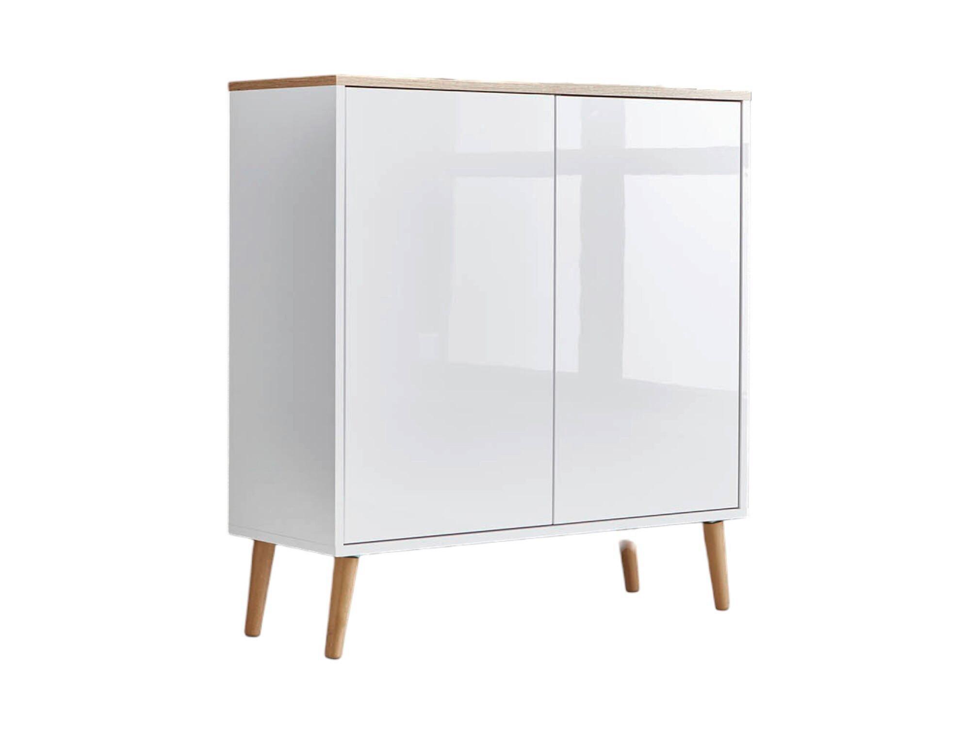 Kommode 79 cm Mailand Typ 4 + Hf, Weiß - Weiß Hochglanz/Eiche Artisan, MODERN, Holzwerkstoff (79/86/33cm) - MID.YOU