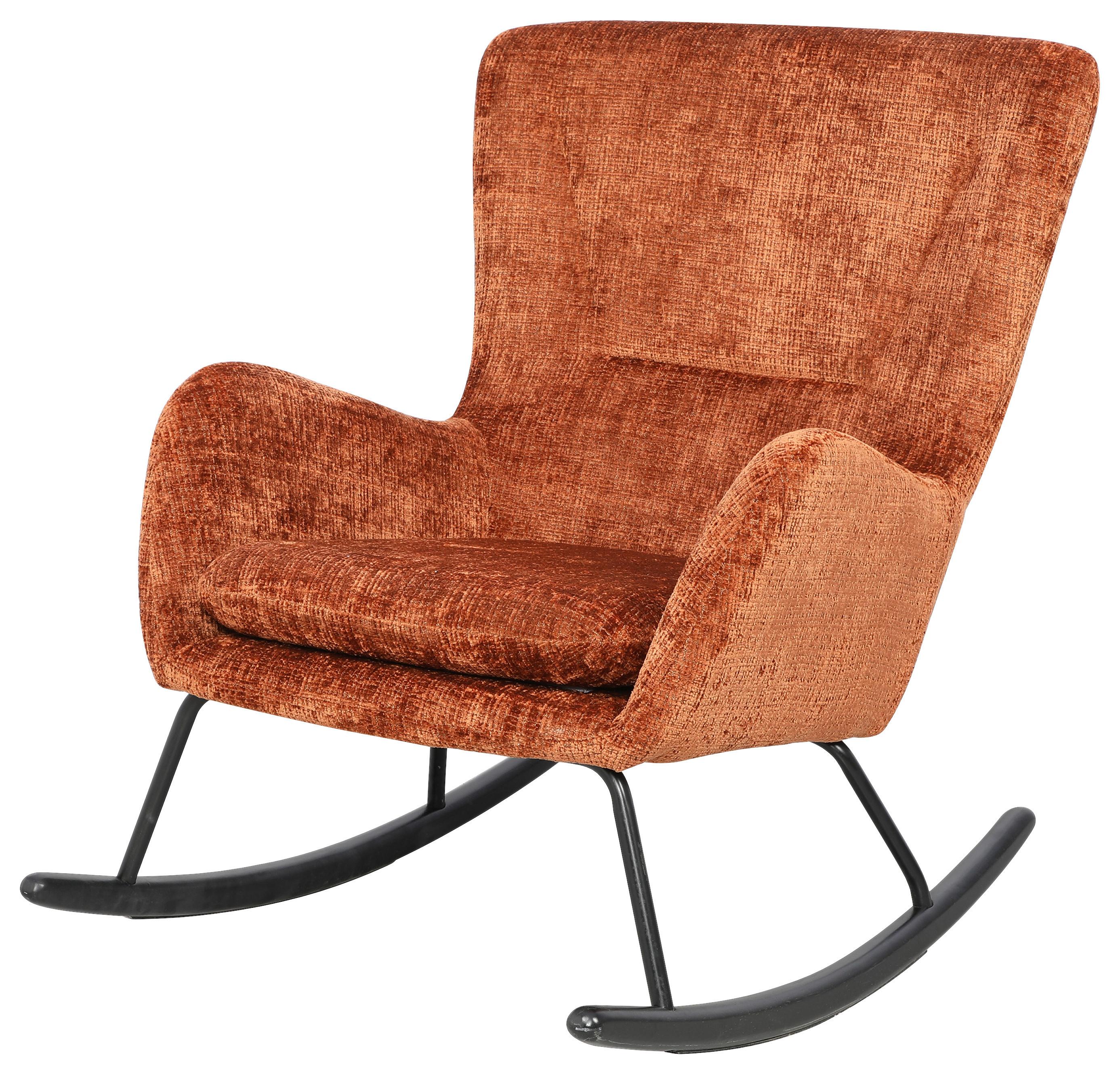 Schaukelstuhl Cremona Rostfarben B: 71 Cm - Rostfarben/Schwarz, MODERN, Holz/Textil (71/93/91cm) - Livetastic