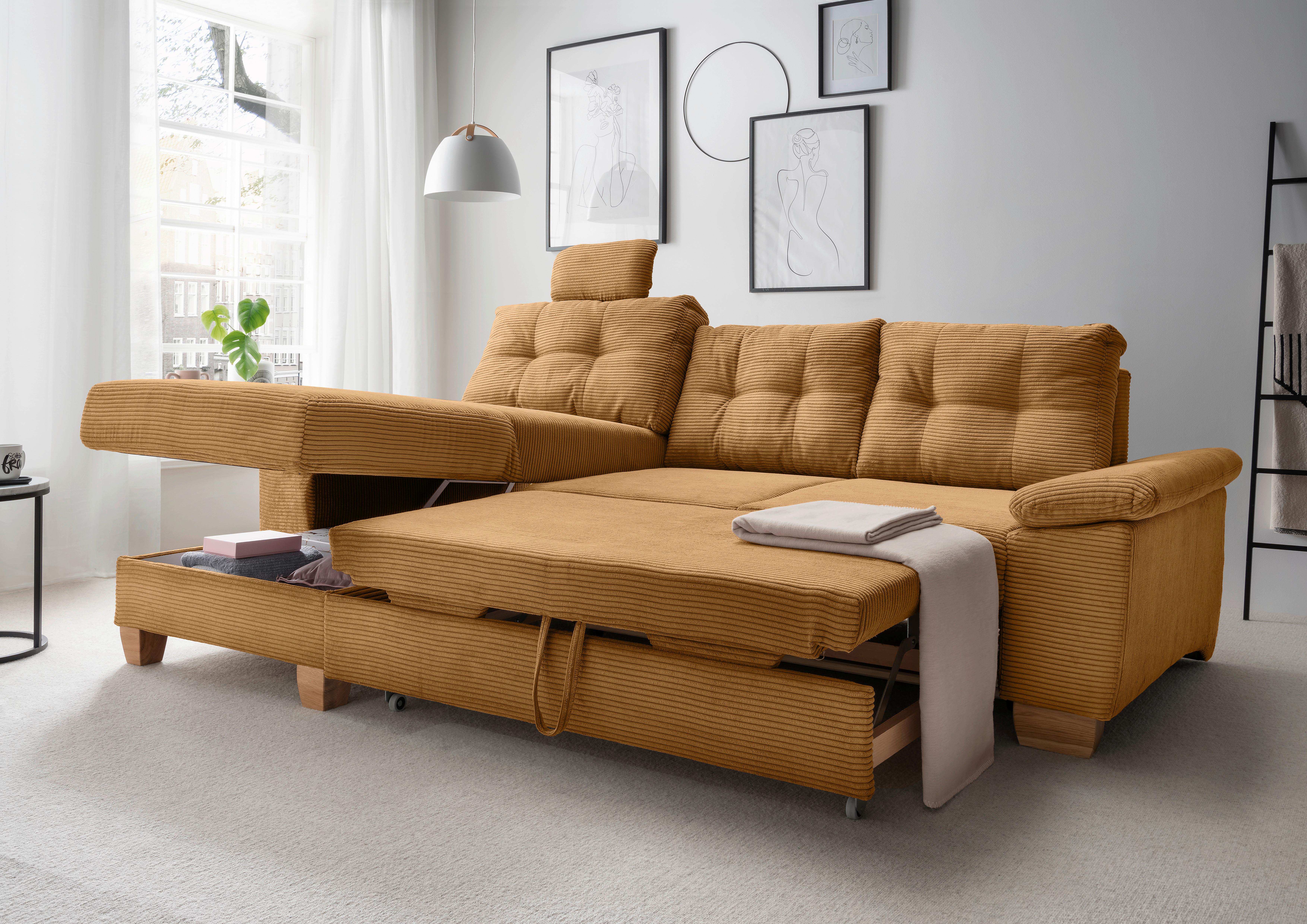 Ecksofa Brizzini Goldfarben S: 176x270 Cm - Goldfarben/Naturfarben, MODERN, Textil (176/270cm) - Livetastic