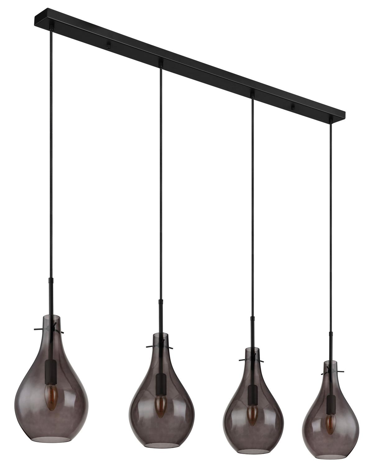 Hängeleuchte 15574-4h - Schwarz, Design, Glas/Metall (110/18/120cm) - Globo