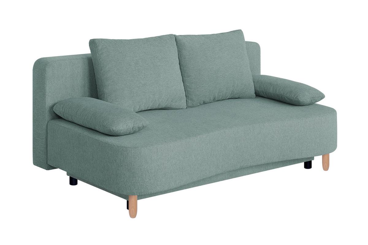 2-sitzer-sofa Lara Mit Schlaffunktion & Bettkasten - Buchefarben/Blaugrau, Design, Holzwerkstoff/Textil (193/86/85cm) - P & B