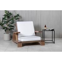 LOUNGESESSEL DARIA - Weiß/Akaziefarben, KONVENTIONELL, Holz (100/70/92cm) - Gardenson