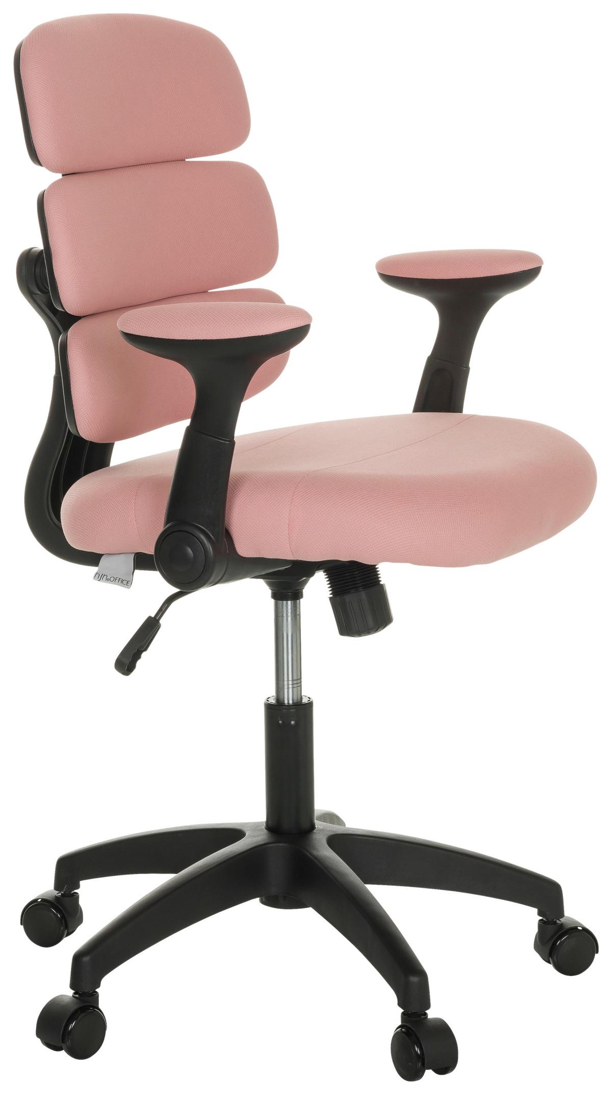 Jugenddrehstuhl Kid Ergolino B mit Armstützen Rosa Bis 100 Kg - Schwarz/Rosa, Basics, Kunststoff/Textil (62/86-97/62cm) - MID.YOU