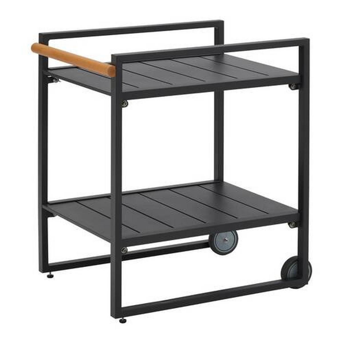 Servírovací vozík RICCARDO - tmavě šedá/přírodní barvy, Moderní, kov/plast (72/76/52cm) - Bessagi Garden