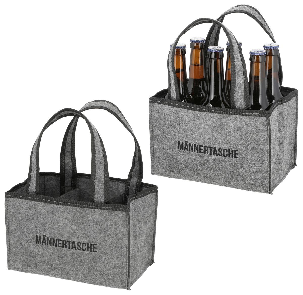 Flaschenträger Männertasche - Grau, Basics, Kunststoff (22,5/15,0/14,00cm)