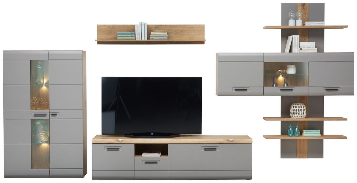 Tv-lowboard Auris B: 190 Cm Basalt / Eiche Dekor - Grau, MODERN, Holzwerkstoff (190/50/50cm) - Luca Bessoni