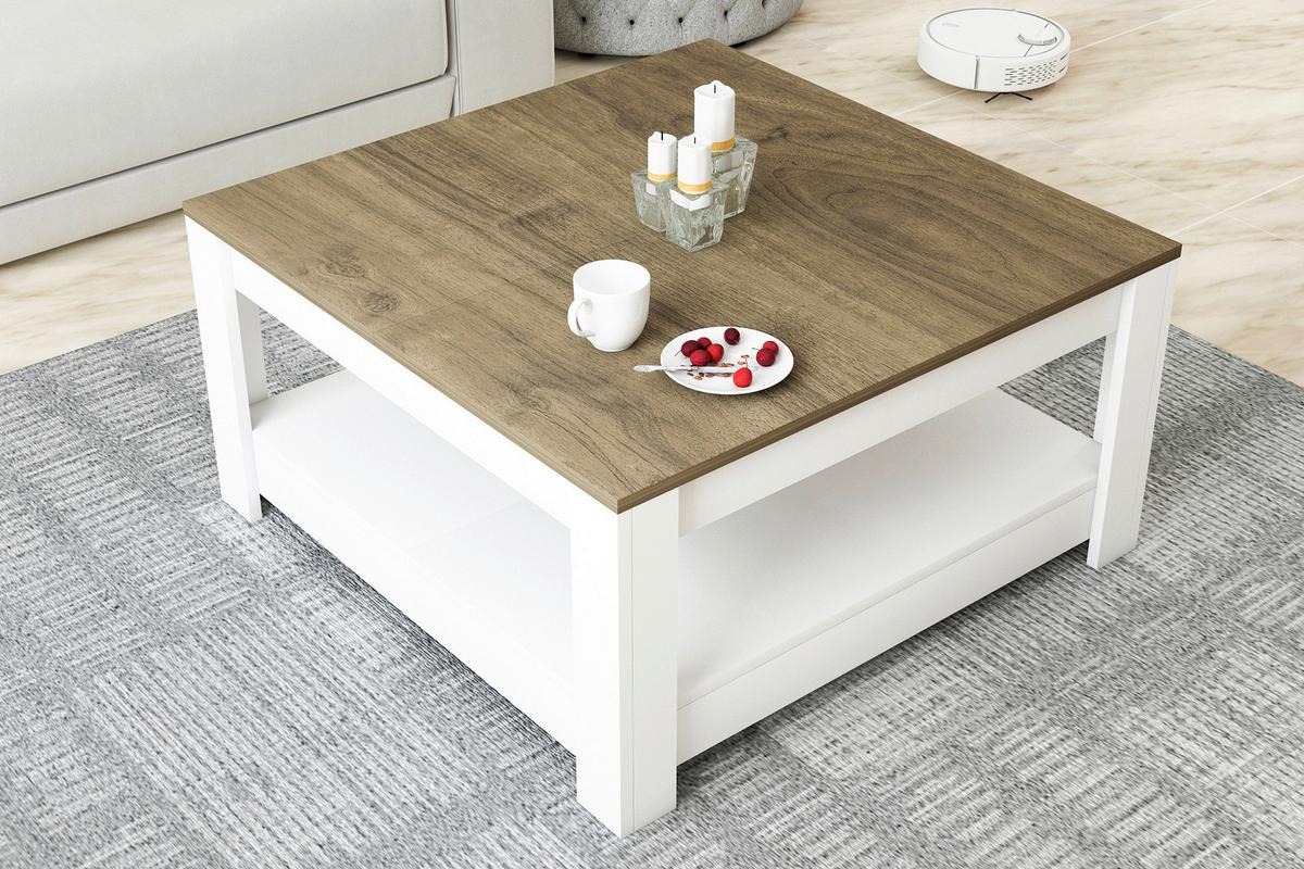KONFERENČNÝ STOLÍK ATHENA - biela/farba vlašského orecha, Design, kompozitné drevo (89/89/45cm) - Livetastic