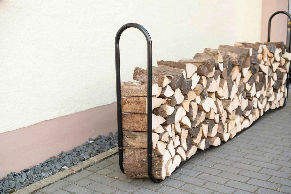 Regál na drevo 244cm - čierna, Basics, kov (244/99/25cm)
