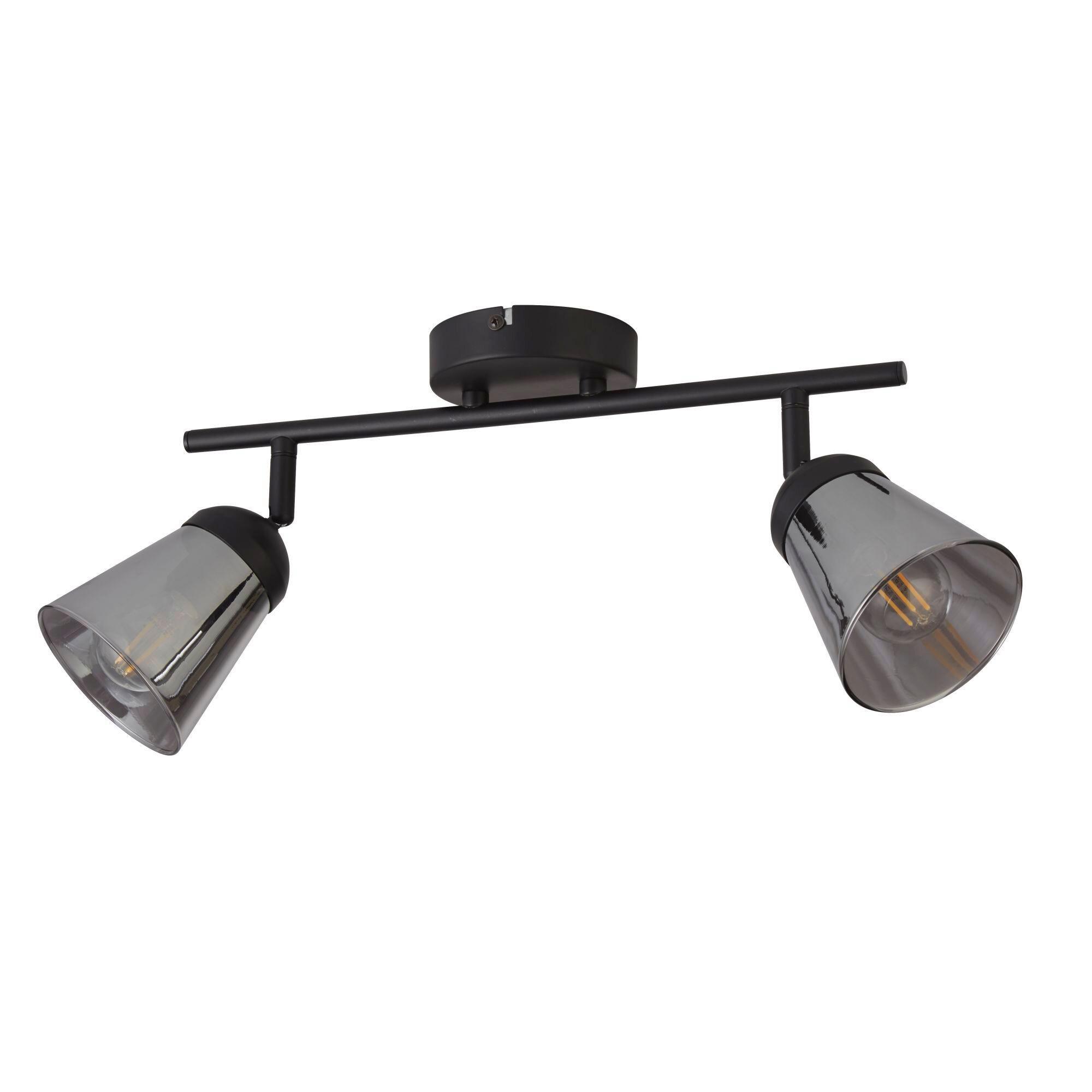 DECKENSTRAHLER 61170-2SM - Schwarz, Basics, Glas/Metall (50/25/13cm)