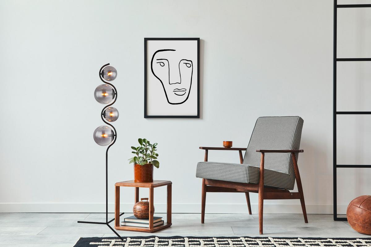 Stehlampe Porry Schwarz Mit Fußschalter - Schwarz, Design, Glas/Metall (66/160cm) - Globo