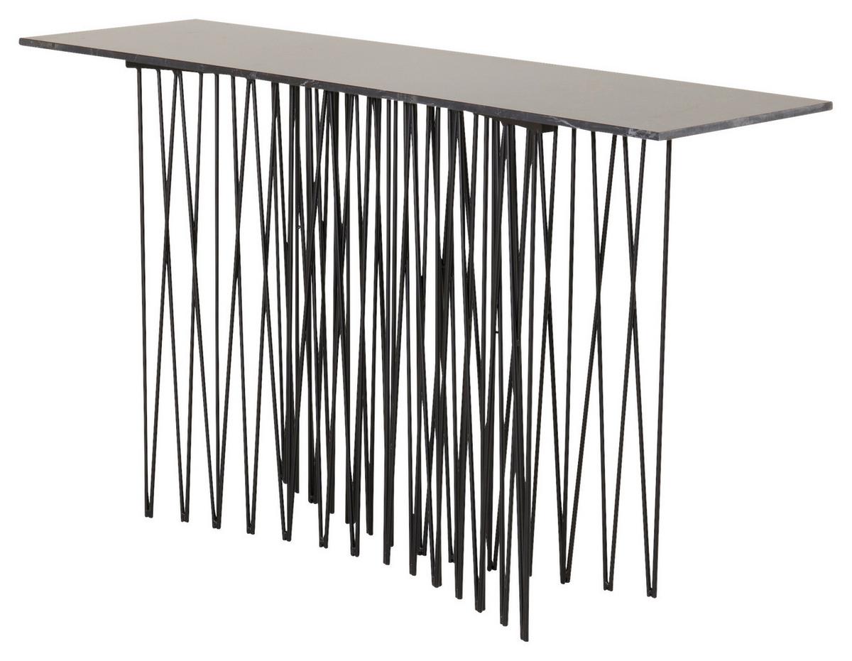 Beistelltisch Stone - Schwarz, Design, Glas/Metall (130/37/74cm) - Livetastic