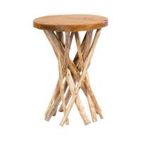 Beistelltisch aus Teakholz Rund Radix, Natur - Klar, Natur, Holz (40/55/40cm) - Kayoom