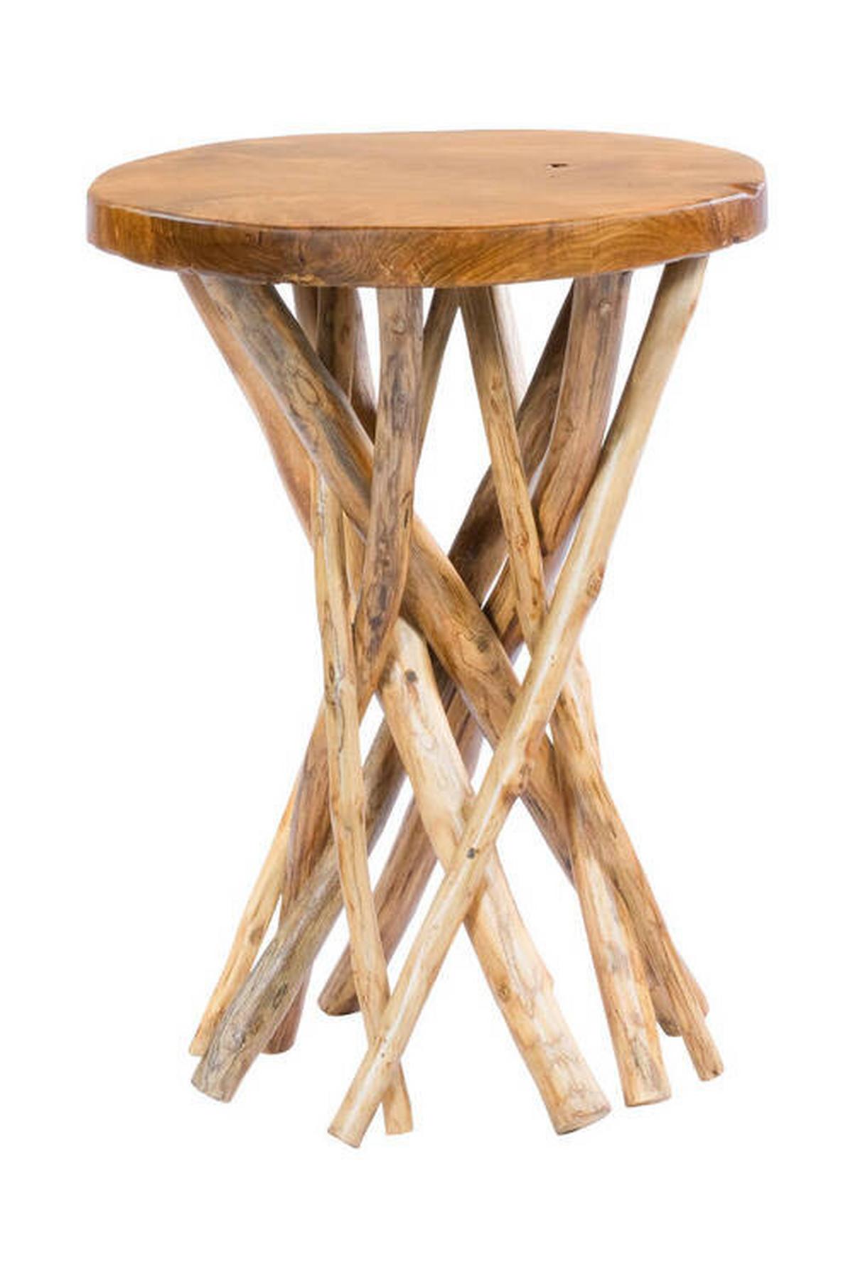 Beistelltisch aus Teakholz Rund Radix, Natur - Klar, Natur, Holz (40/55/40cm) - Kayoom