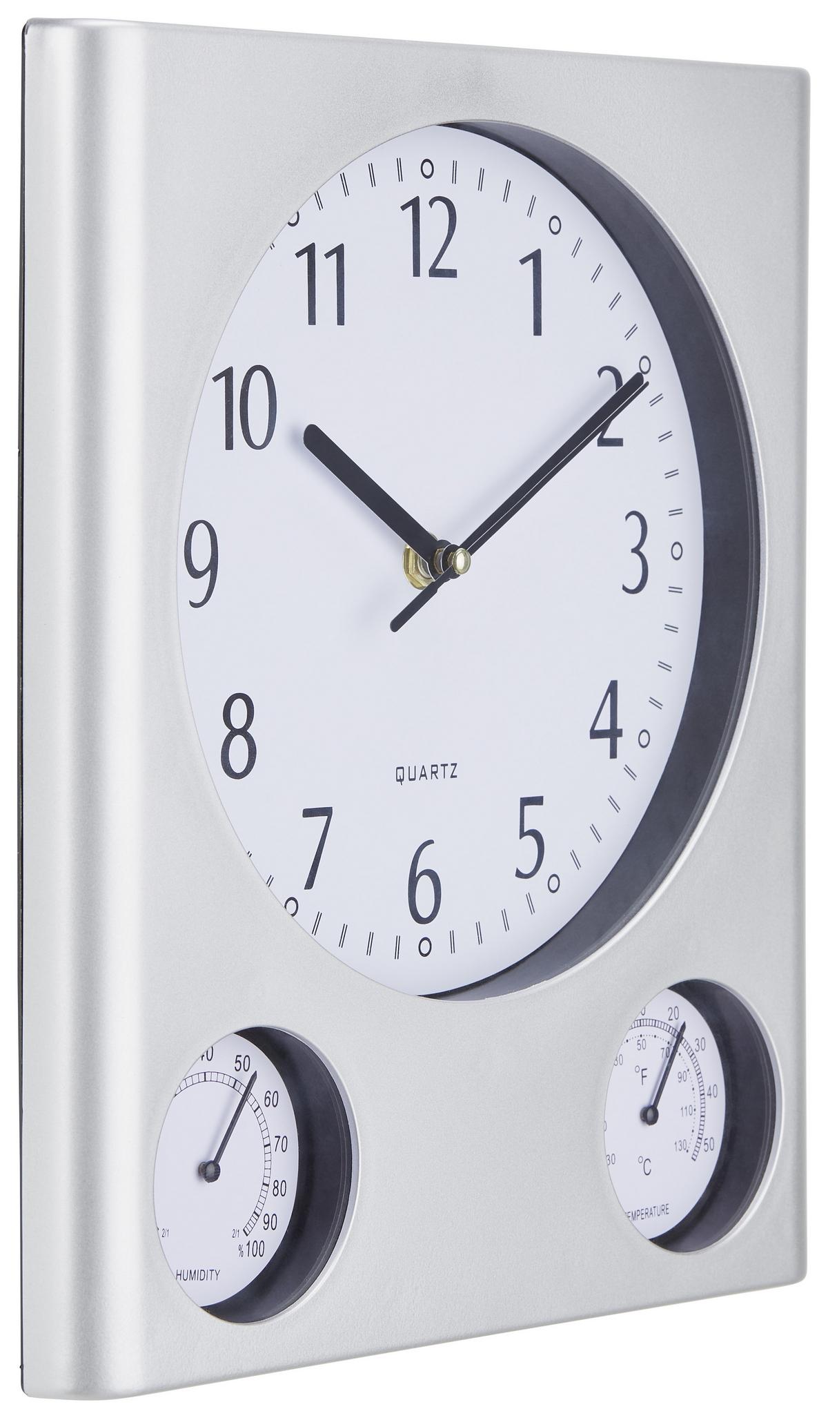 Wanduhr Alexa Weiß/Silber, B/H: 25,3/30,2 cm - Silberfarben/Schwarz, Basics, Glas/Papier (25,3/30,2/4cm) - Ondega