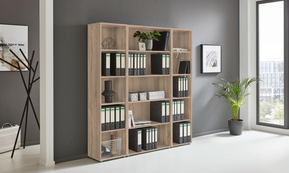 Aktenregal Eichefarben Dekor B: 44,1cm - Eichefarben/Silberfarben, MODERN, Holzwerkstoff (44,1/185,6/33cm) - MID.YOU