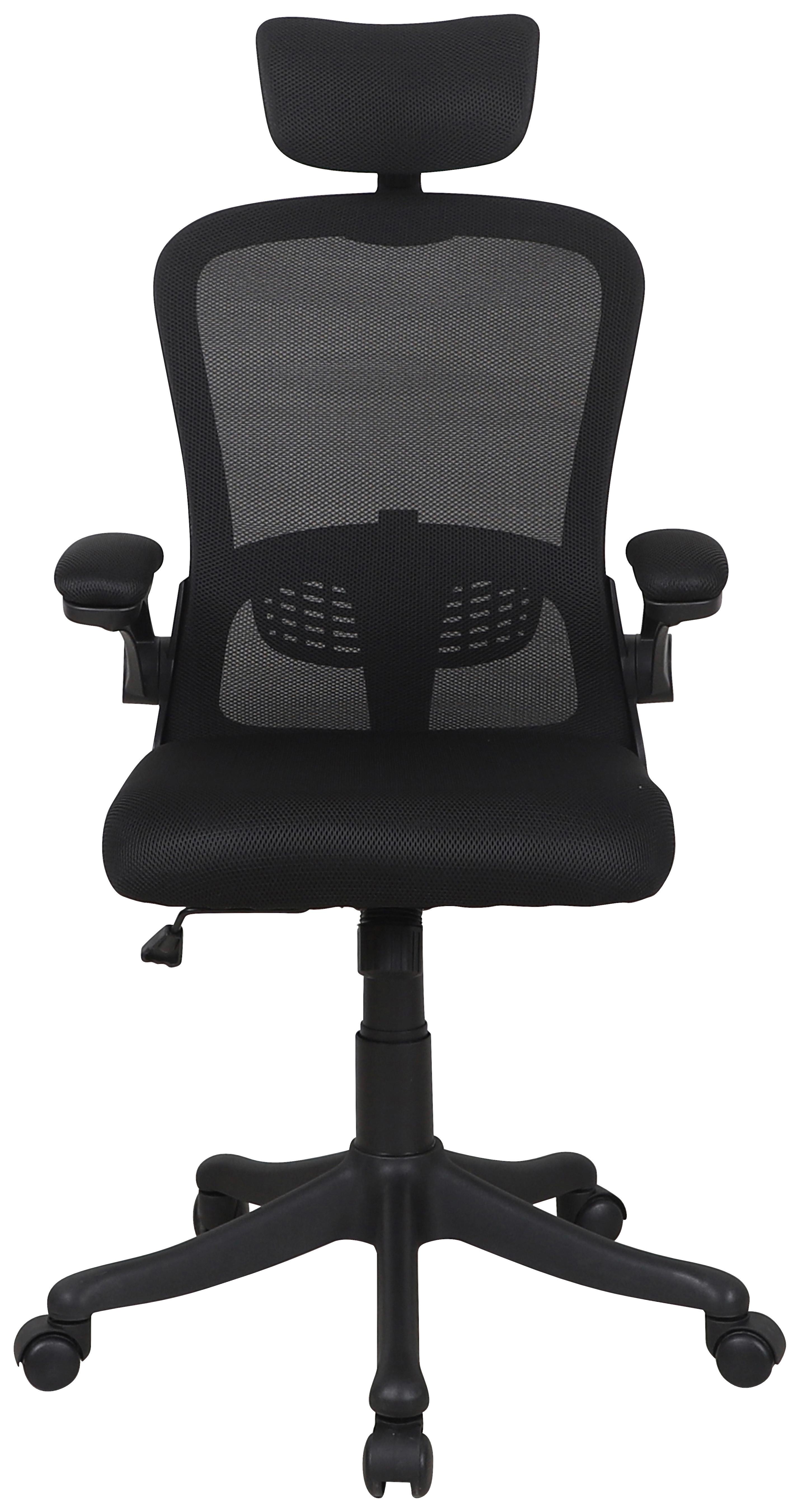 Bürostuhl Cecina Mit Armstützen Netz Schwarz - Silberfarben/Schwarz, MODERN, Kunststoff/Textil (59/114-124/65cm) - MID.YOU