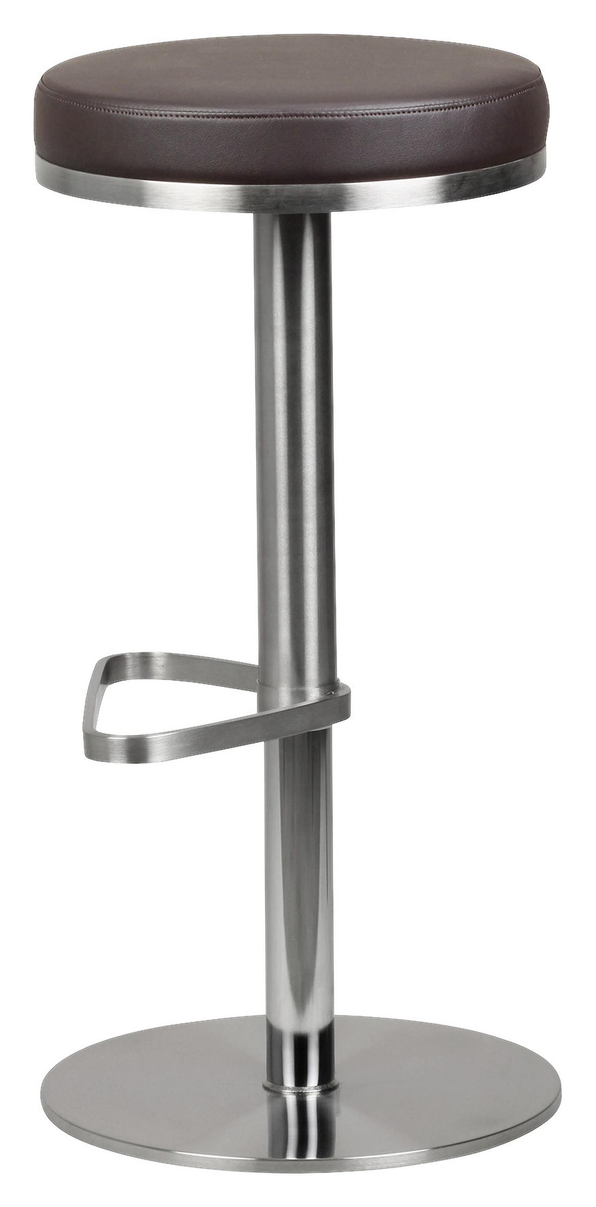 Barhocker höhenverstellbar und 360° drehbar Braun - Silberfarben/Braun, MODERN, Textil/Metall (38/57/38cm) - MID.YOU