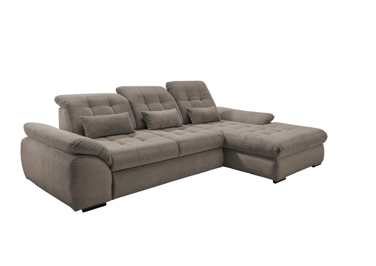 Ecksofa mit Bettkasten Rigatti Graubraun S: 314x184cm - Graubraun/Schwarz, MODERN, Textil (314/184cm) - Livetastic