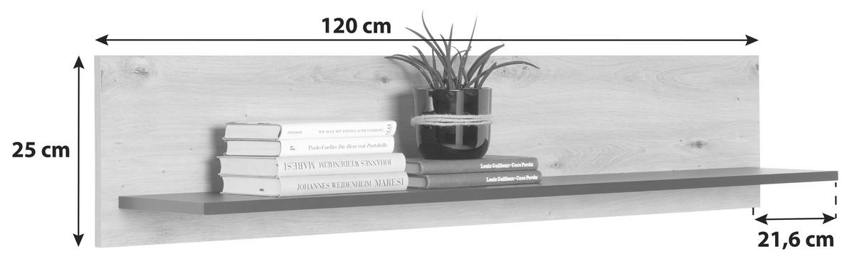Falipolc Nature Natp 01 - tölgyfa színű, Konventionell, faalapú anyag (120/25/21,6cm)