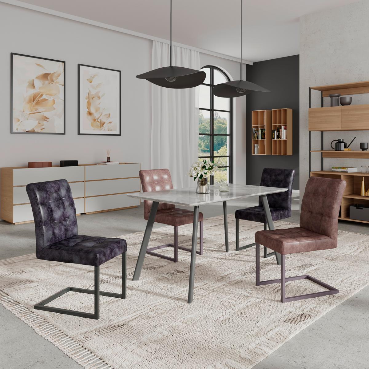 Esstisch George Mdf Grau Dekor, B: 120cm - Schwarz/Grau, Trend, Keramik/Holzwerkstoff (120/76/80cm)