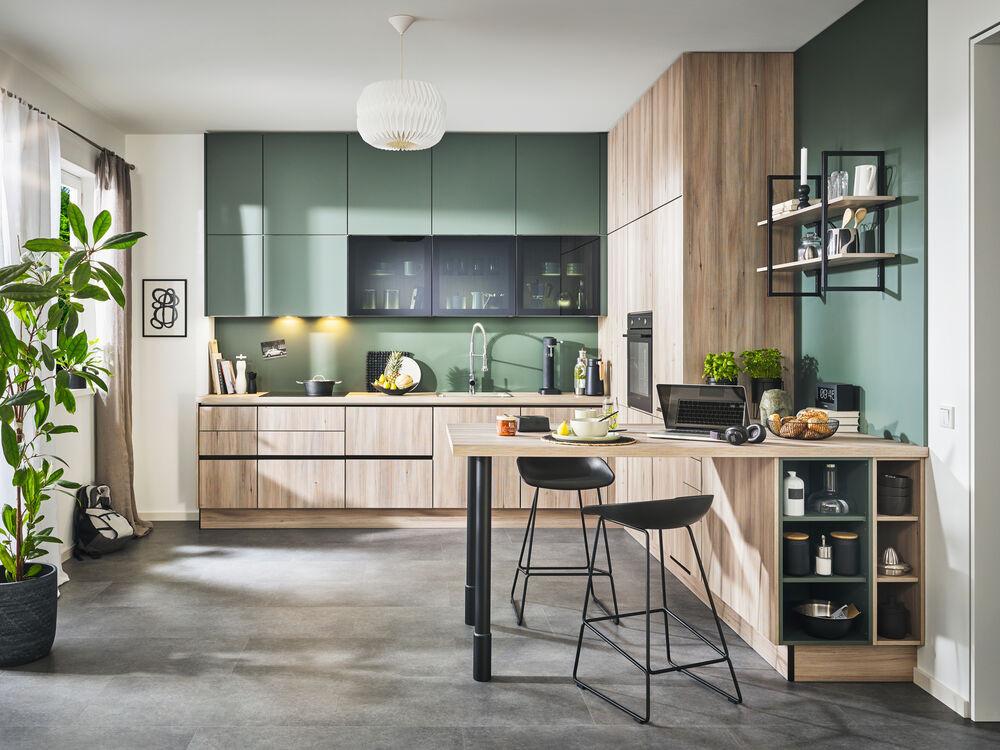 Einbauküchen Pn 100 Frei Planbar Modernes Design - Tannenholzfarben, Holzwerkstoff - Pino