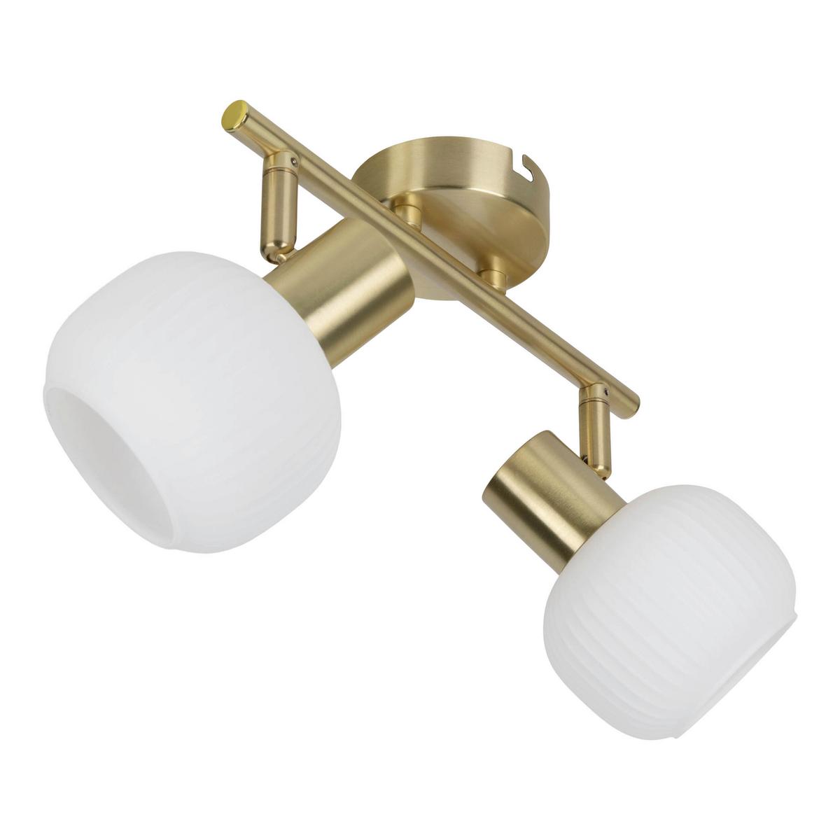 Deckenstrahler Exkl. 2xe14, 40w - Messingfarben/Weiß, LIFESTYLE, Glas/Metall (25/10/18,5cm) - Näve